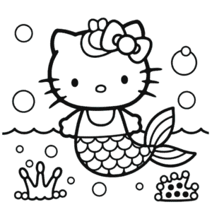 Mermaid Hello Kitty Boyama Sayfası