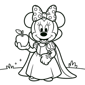 Minnie Mouse Pamuk Prenses Kılığında Boyama Sayfası