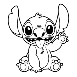 Mutlu Stitch Boyama Sayfası