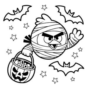 Öfkeli Kuş Halloween Boyama Sayfası