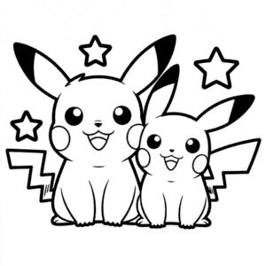 Pichu ve Pikachu Boyama Sayfası