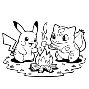 Pokémon Pikachu ve Arkadaşları Boyama Sayfası