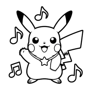 Pop Star Pikachu Boyama Sayfası