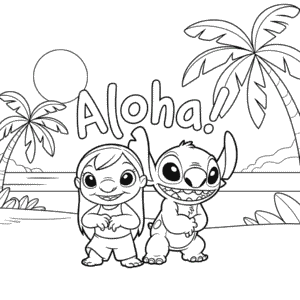 Sevimli Lilo ve Stitch Boyama Sayfası