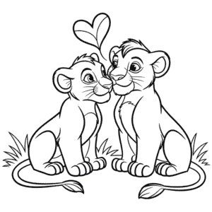 Simba ve Nala Boyama Sayfası