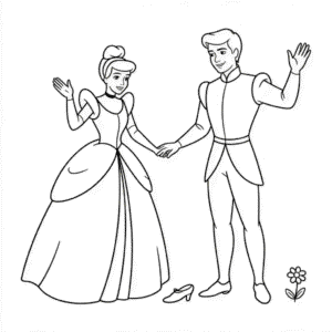 Sindirella ve Prens Boyama Sayfası