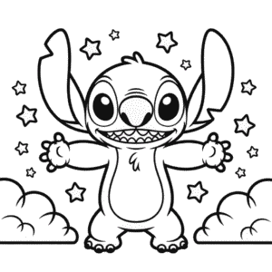 Siyah Beyaz Dikiş (Stitch karakteri Turkce'de aynen Dikiş olarak çevrilmektedir.) Boyama Sayfası