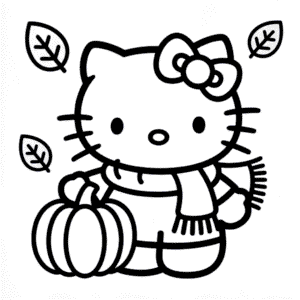 Sonbaharda Hello Kitty Boyama Sayfası
