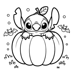 Stitch'in Balkabağında Boyama Sayfası