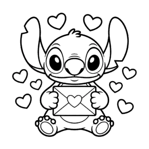 Stitch'in Sevgililer Günü Boyama Sayfası
